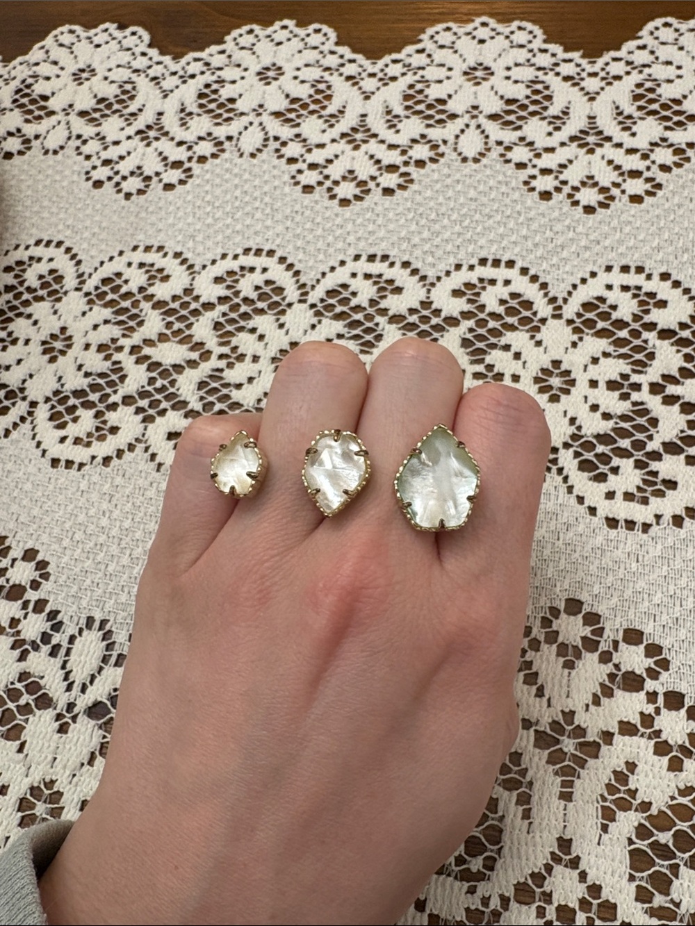 Kendra Scott Gold-Edged White Mother of Pearl Statement Ring